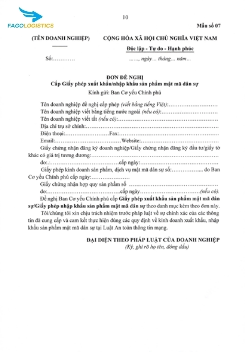 Giấy phép xuất khẩu, nhập khẩu sản phẩm MMDS