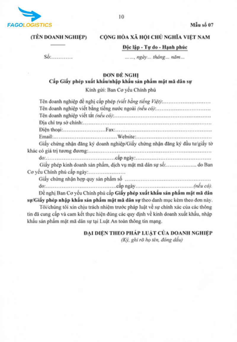 Giấy phép xuất khẩu, nhập khẩu sản phẩm MMDS