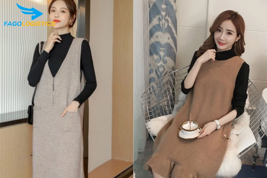 Thủ tục nhập khẩu set áo thun bầu và chân váy dệt kim chất liệu cotton (HS 61142000)