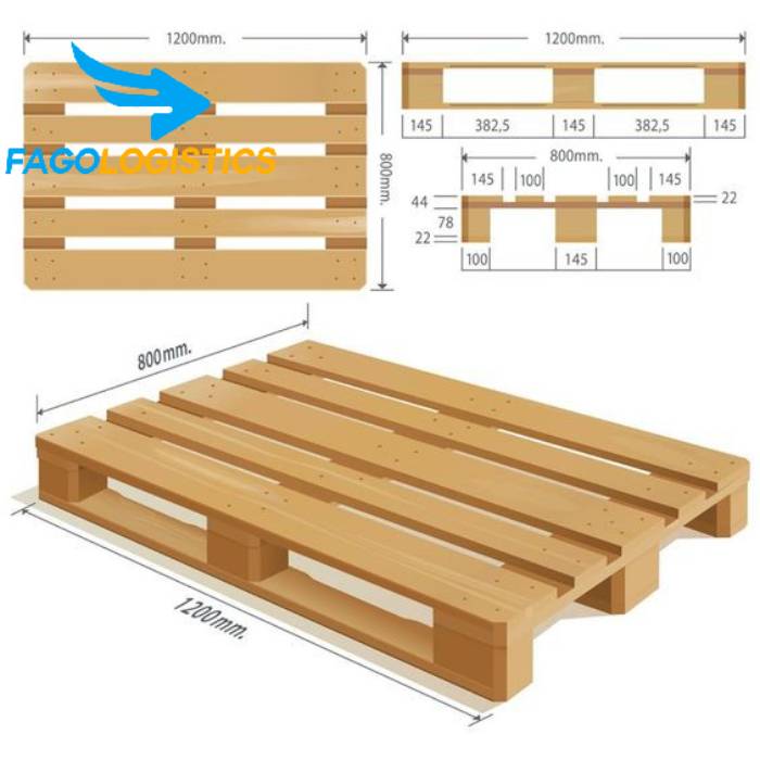 Pallet gỗ là gì? Các loại kích thước tiêu chuẩn gỗ pallet 3 Kích thước pallet gỗ chuẩn
